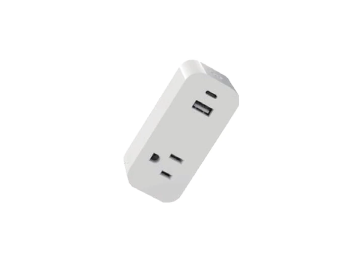 American smart plug with USB-A and USB-C, supplier catalogue image