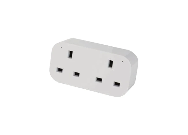 Dual British smart plug with metering, supplier catalogue image